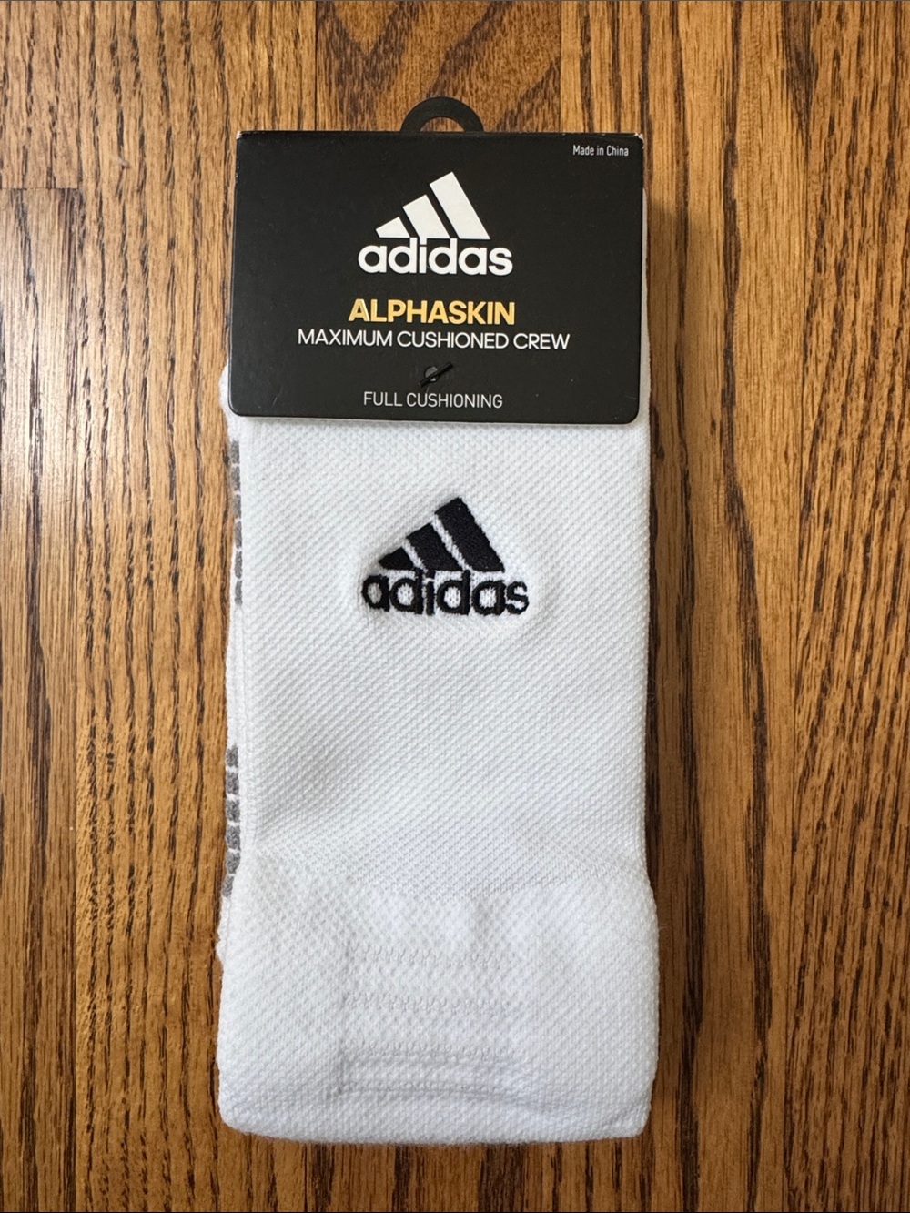 adidas White Crew Athletic Cushioned Socks with Black Logo